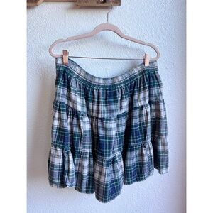 Vintage 90’s Abercrombie and Fitch Green Plaid Flannel Mini Skirt LG